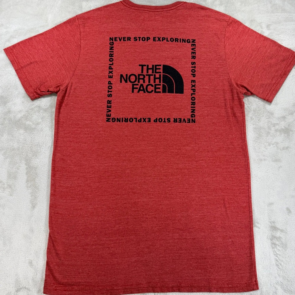 The North Face Mens Short Sleeve T-Shirt Never Stop Exploring Red Heather Medium